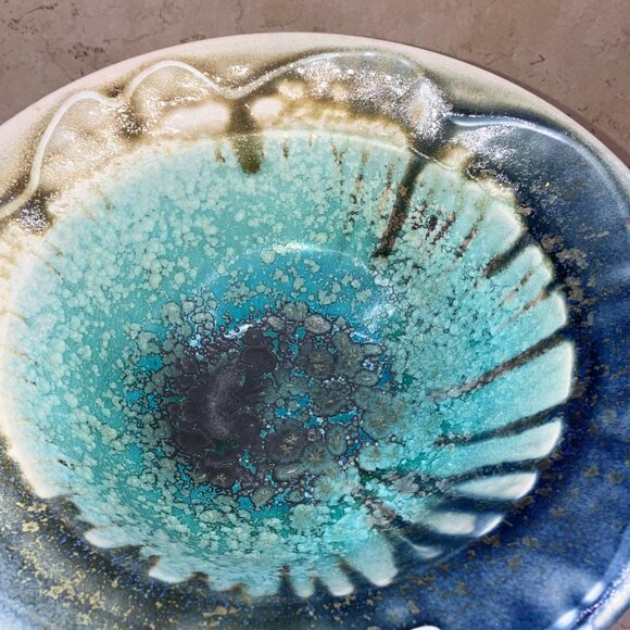 Cady Clay Works  Studio Pottery Speckled Glaze Bowl 8.25” USA Turquoise 2010-19 - Picture 3 of 10
